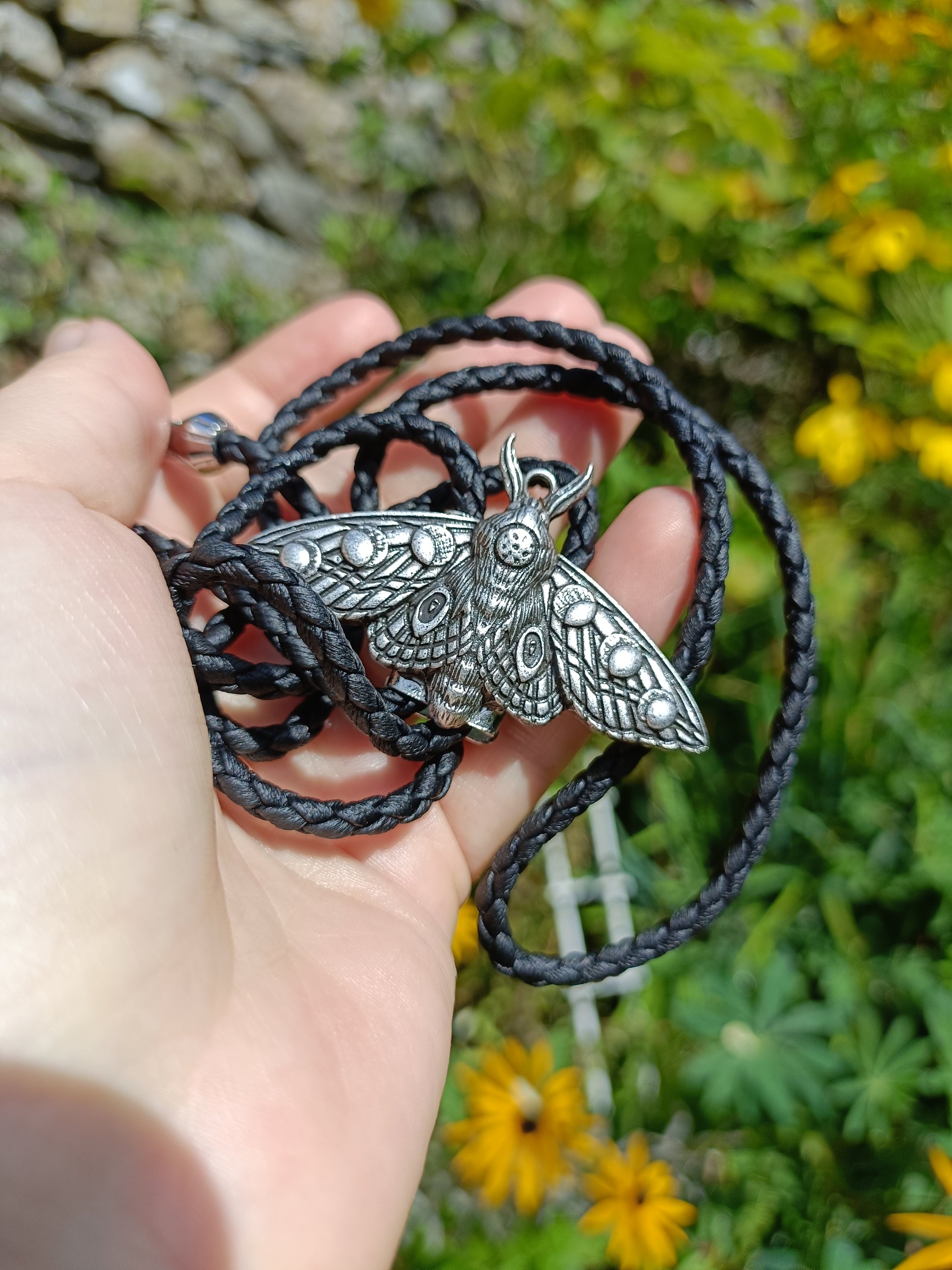 Lunar Phase Moth Bolo Tie