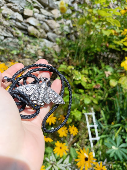 Lunar Phase Moth Bolo Tie