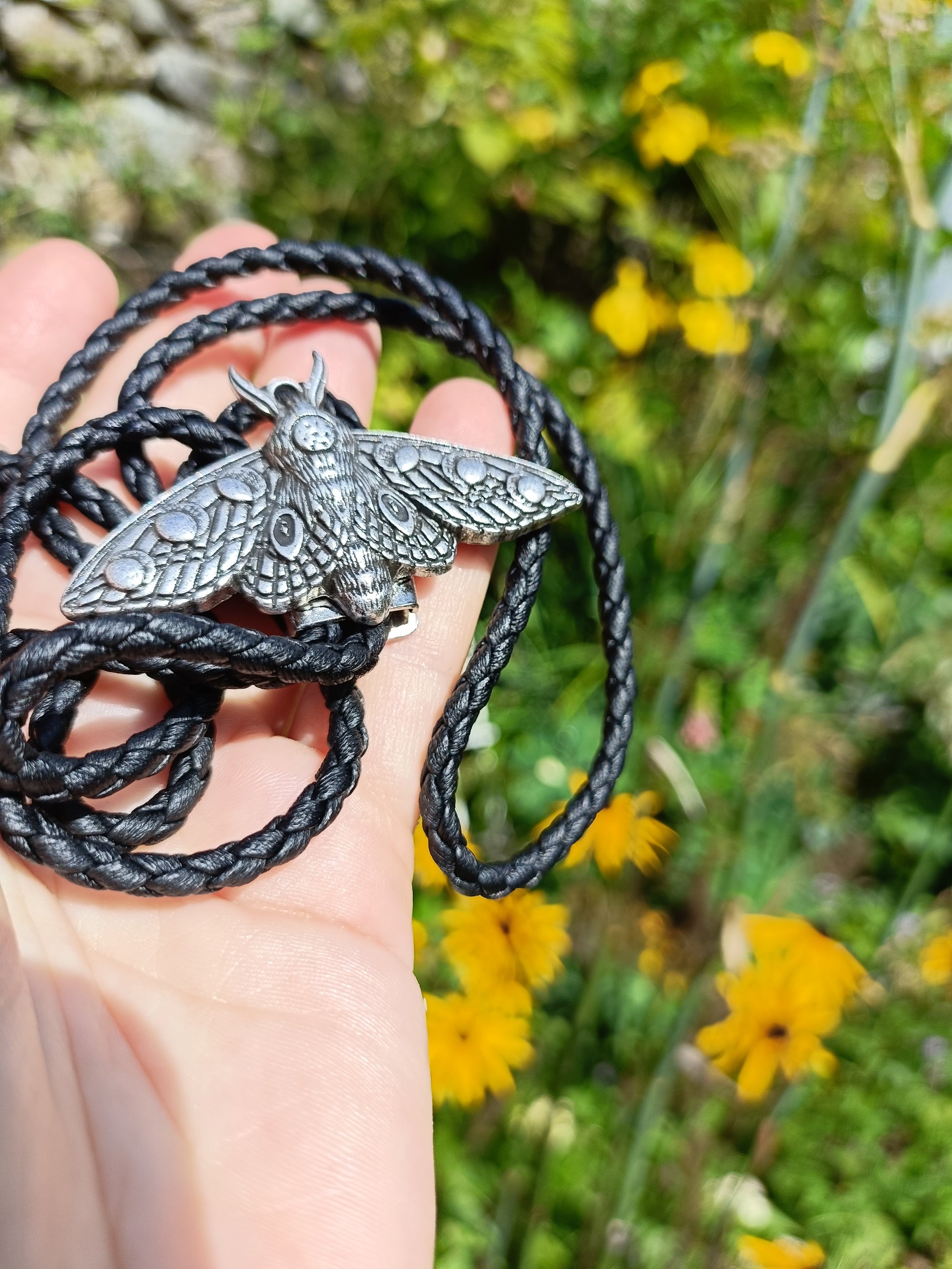 Lunar Phase Moth Bolo Tie