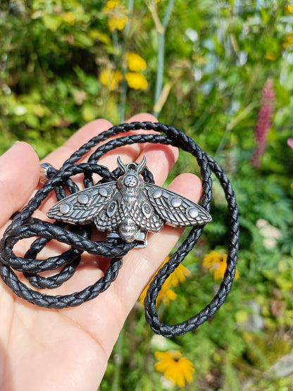 Lunar Phase Moth Bolo Tie