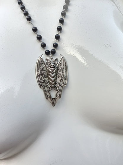 Lunar Vampire Bat Beaded Necklace