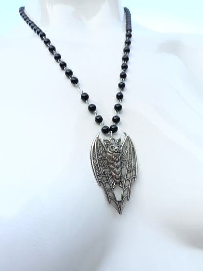 Lunar Vampire Bat Beaded Necklace