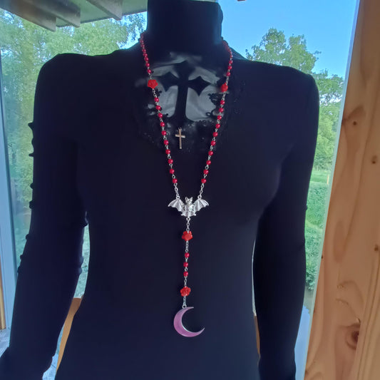 Night Sky Rose and Bat Rosary