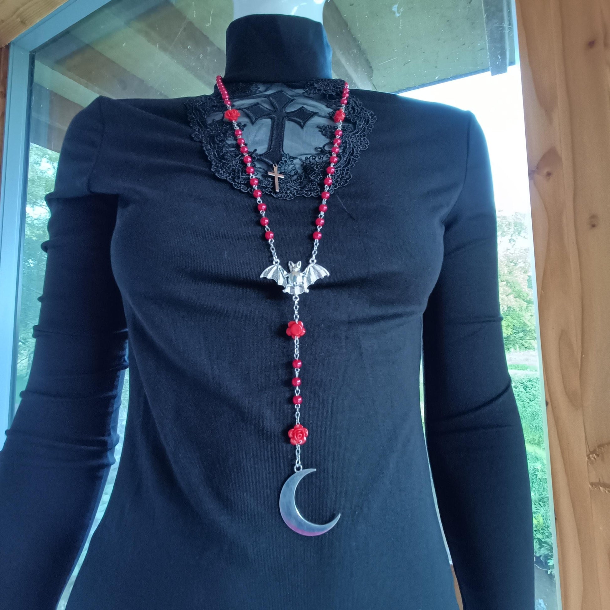 Night Sky Rose and Bat Rosary