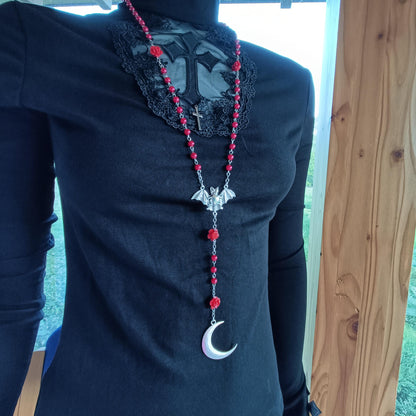 Night Sky Rose and Bat Rosary