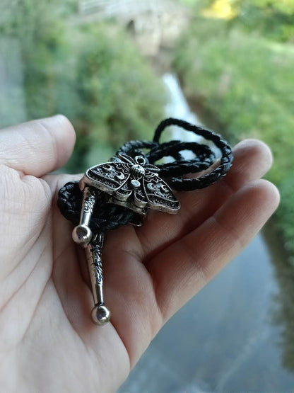 Occult Moth Moon Bolo Tie