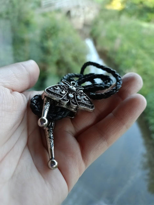 Occult Moth Moon Bolo Tie