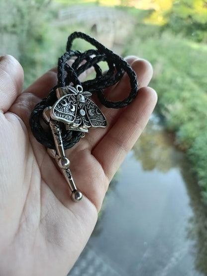 Occult Moth Moon Bolo Tie