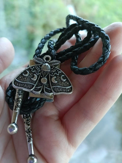 Occult Moth Moon Bolo Tie