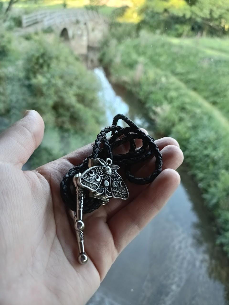 Occult Moth Moon Bolo Tie