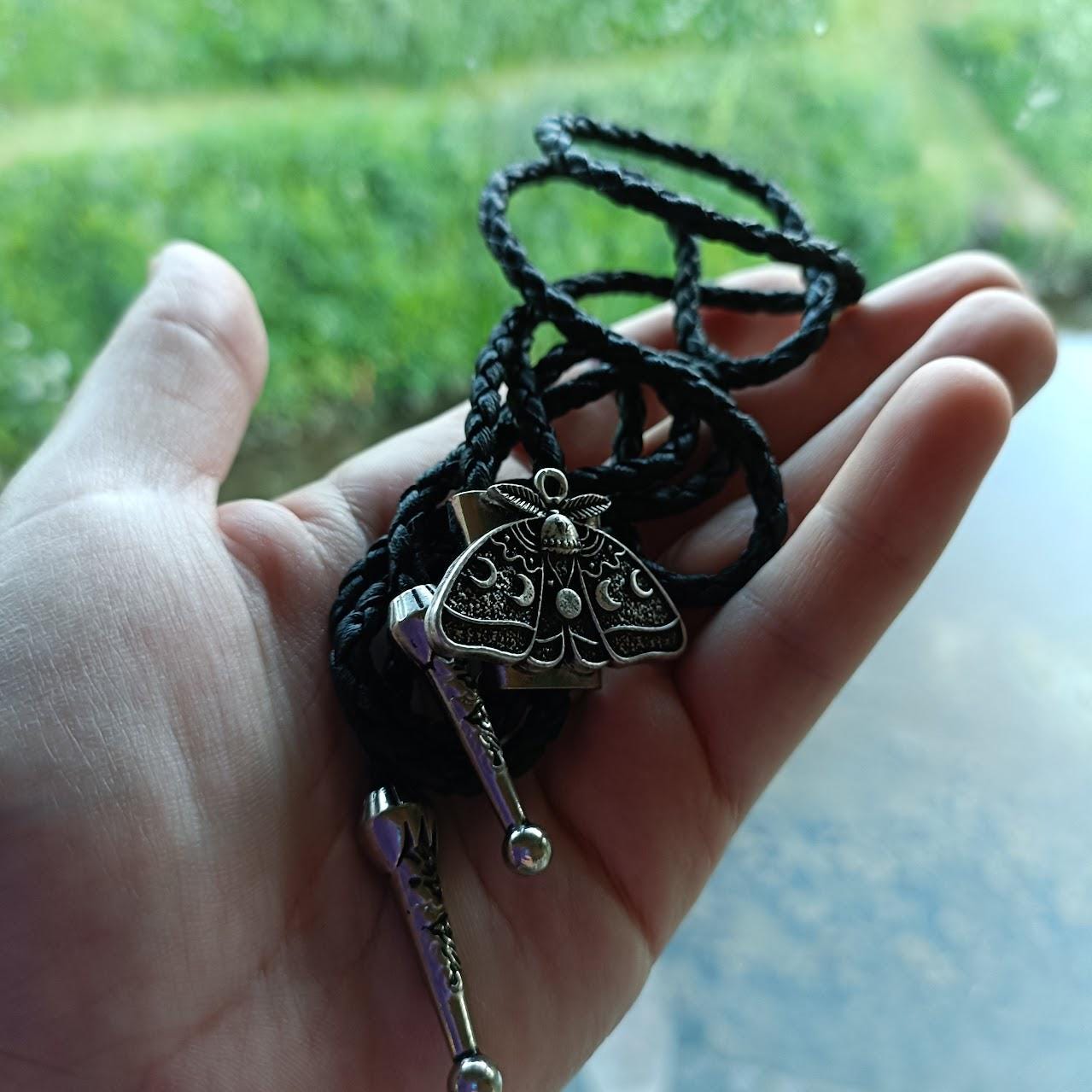 Occult Moth Moon Bolo Tie