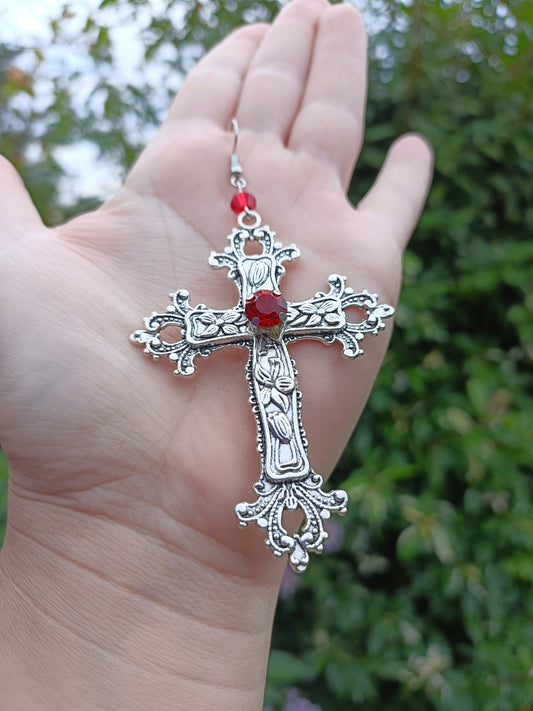 Ornate cross earrings