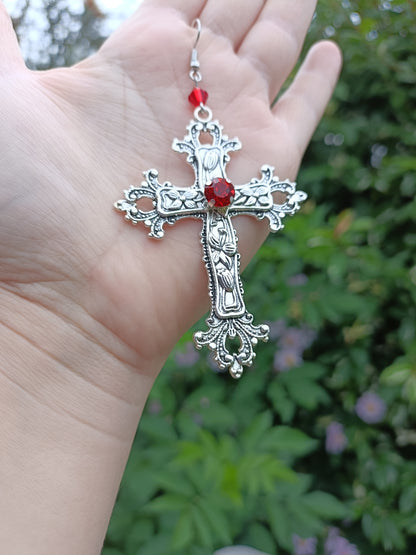 Ornate cross earrings