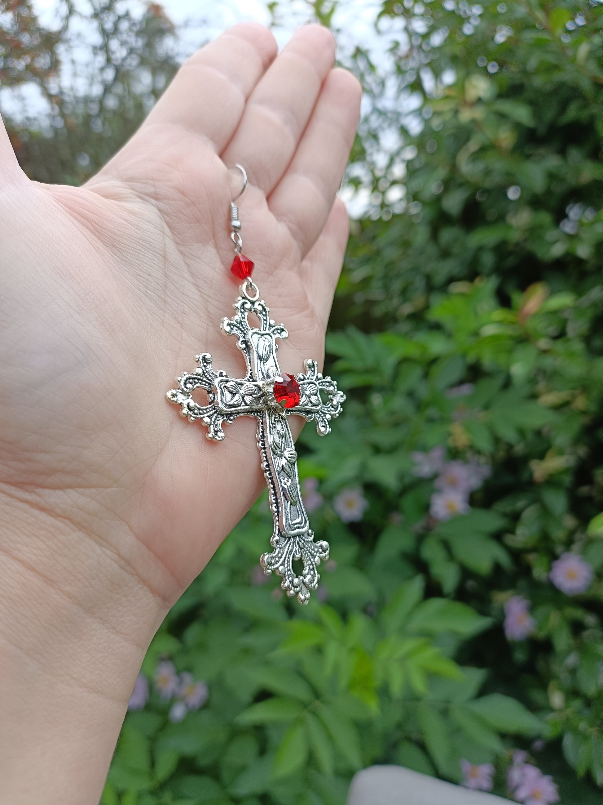 Ornate cross earrings