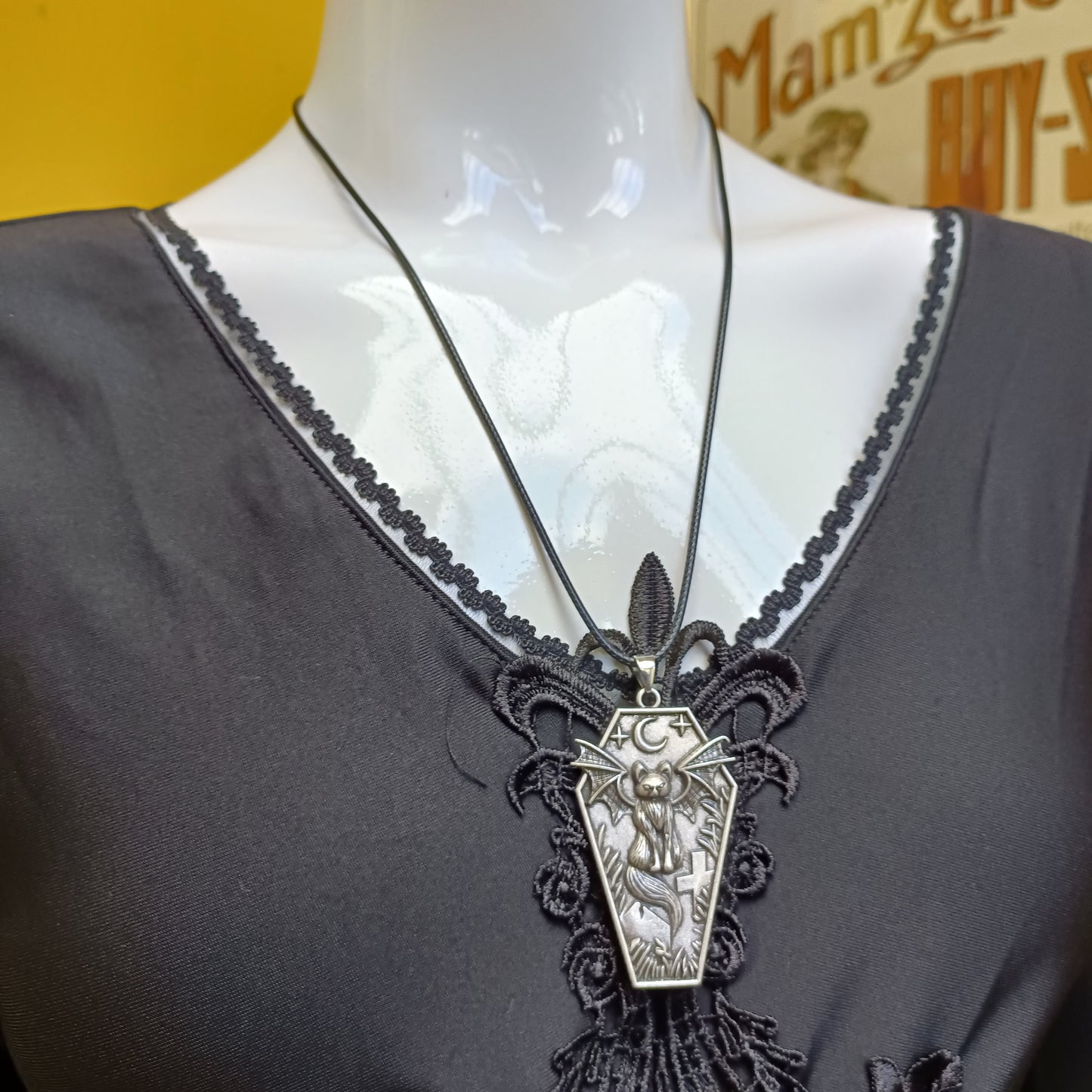 Spooky Cat Bat Gothic Necklace