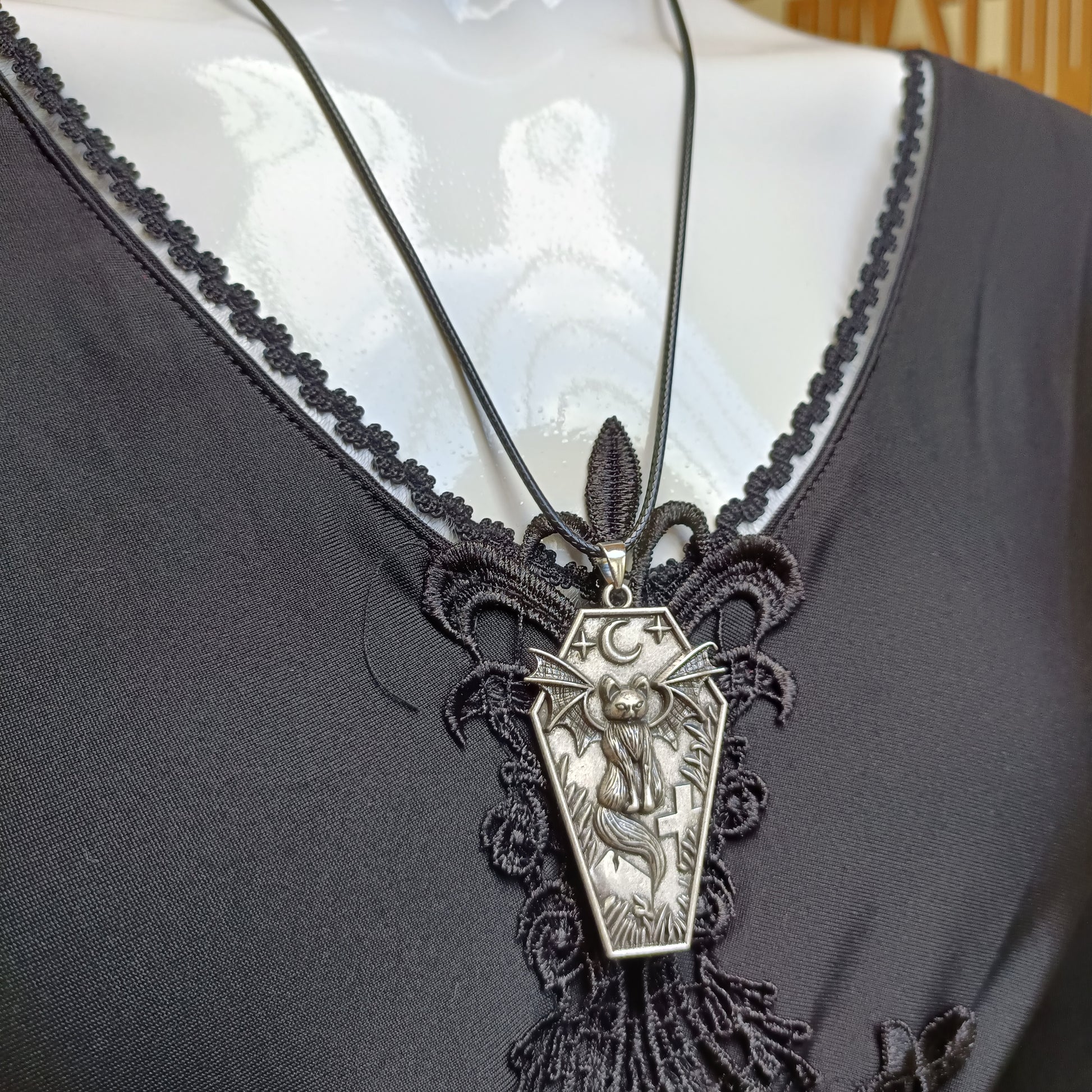 Spooky Cat Bat Gothic Necklace