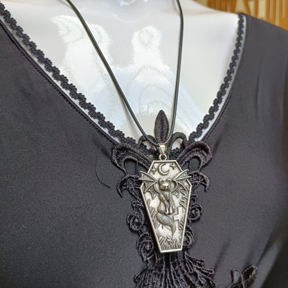Spooky Cat Bat Gothic Necklace