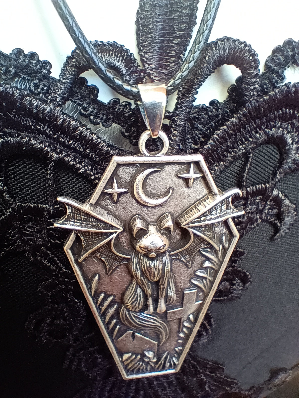 Spooky Cat Bat Gothic Necklace