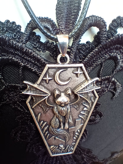 Spooky Cat Bat Gothic Necklace