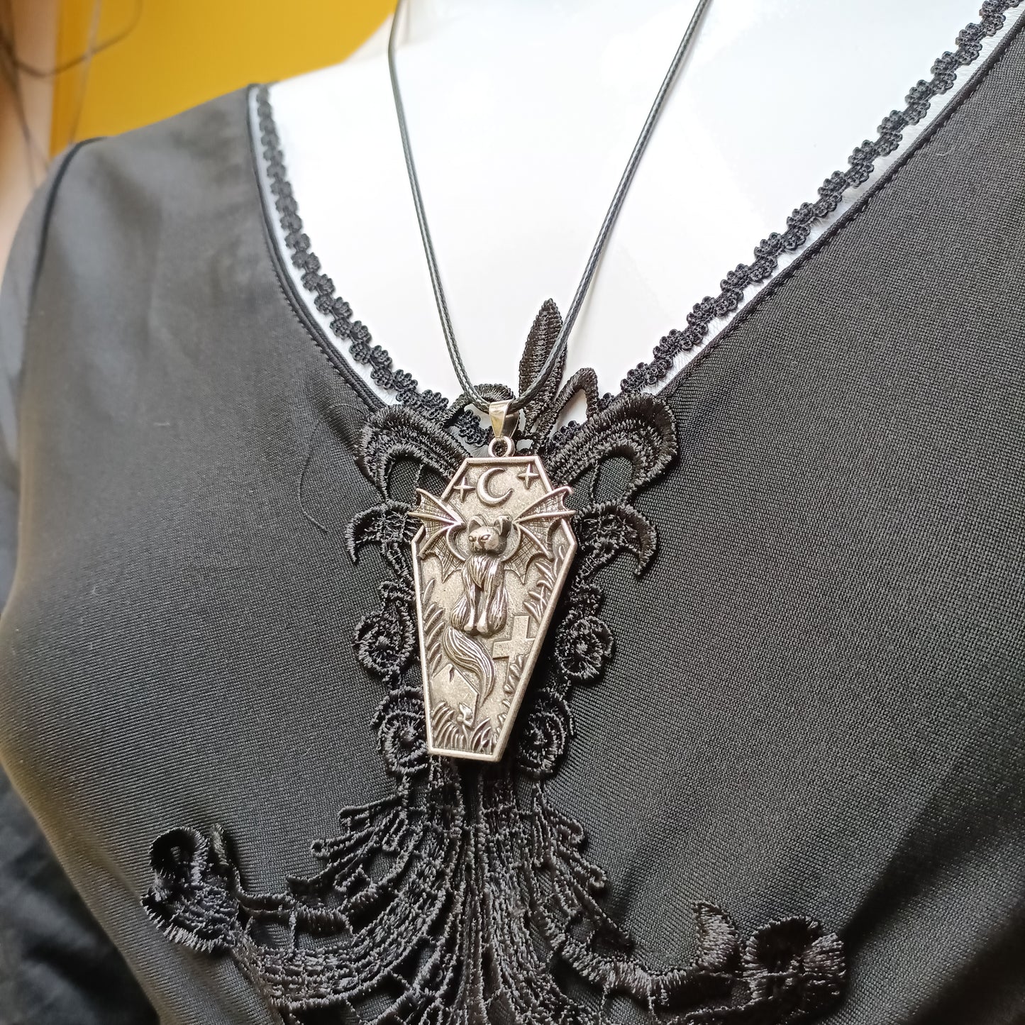 Spooky Cat Bat Gothic Necklace