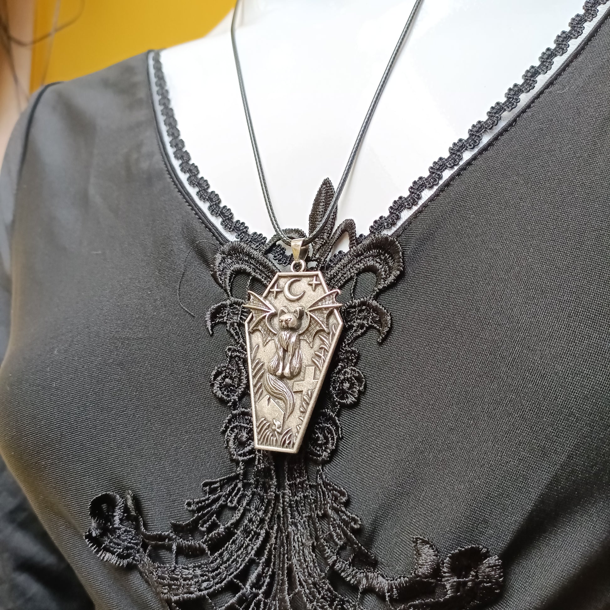 Spooky Cat Bat Gothic Necklace
