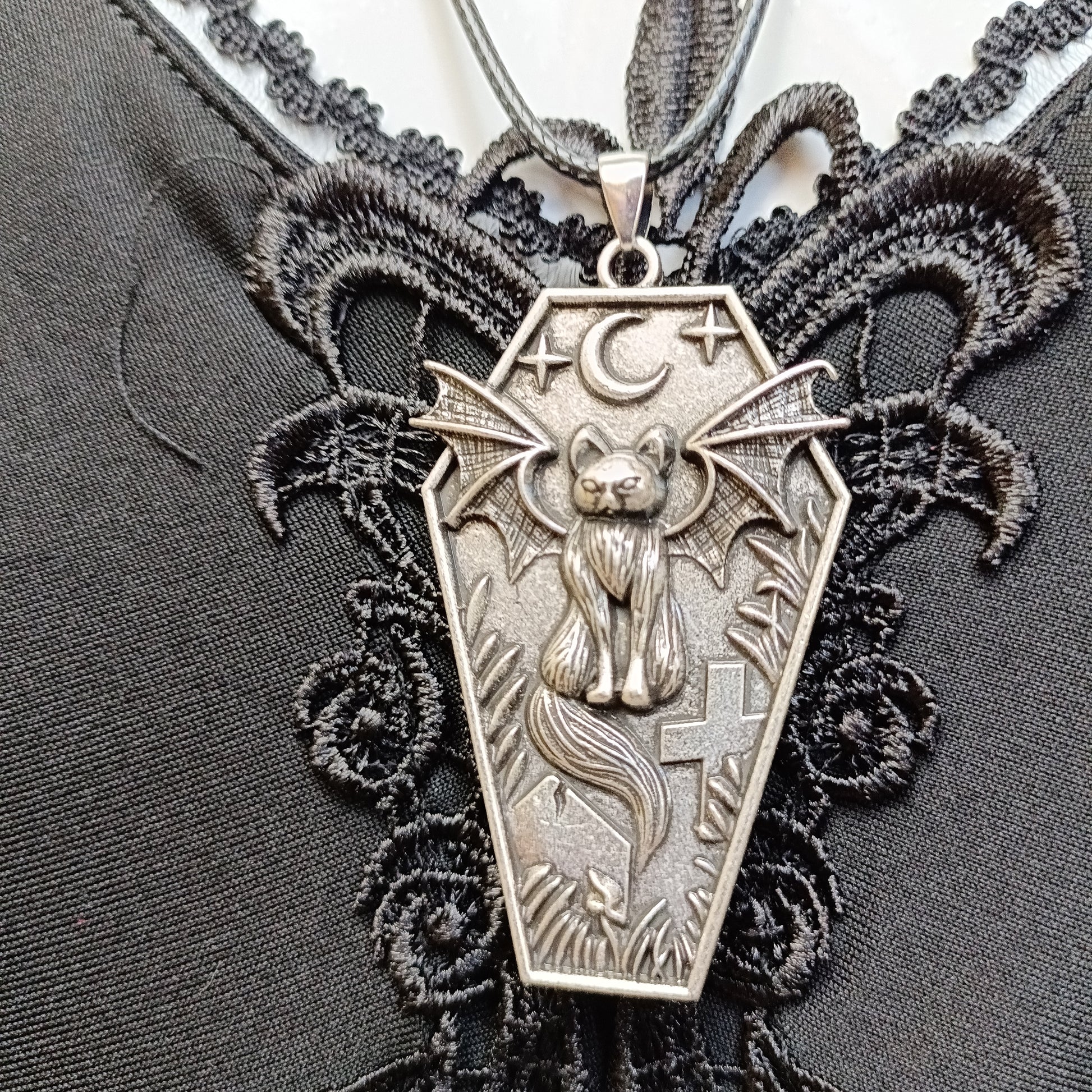 Spooky Cat Bat Gothic Necklace