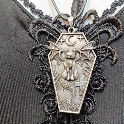 Spooky Cat Bat Gothic Necklace