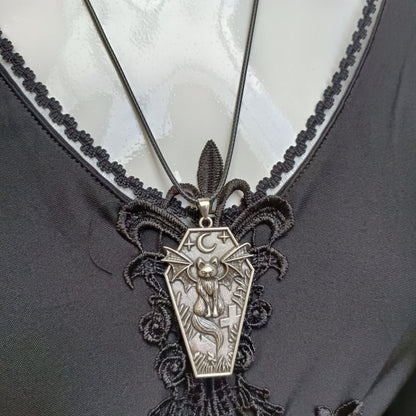 Spooky Cat Bat Gothic Necklace
