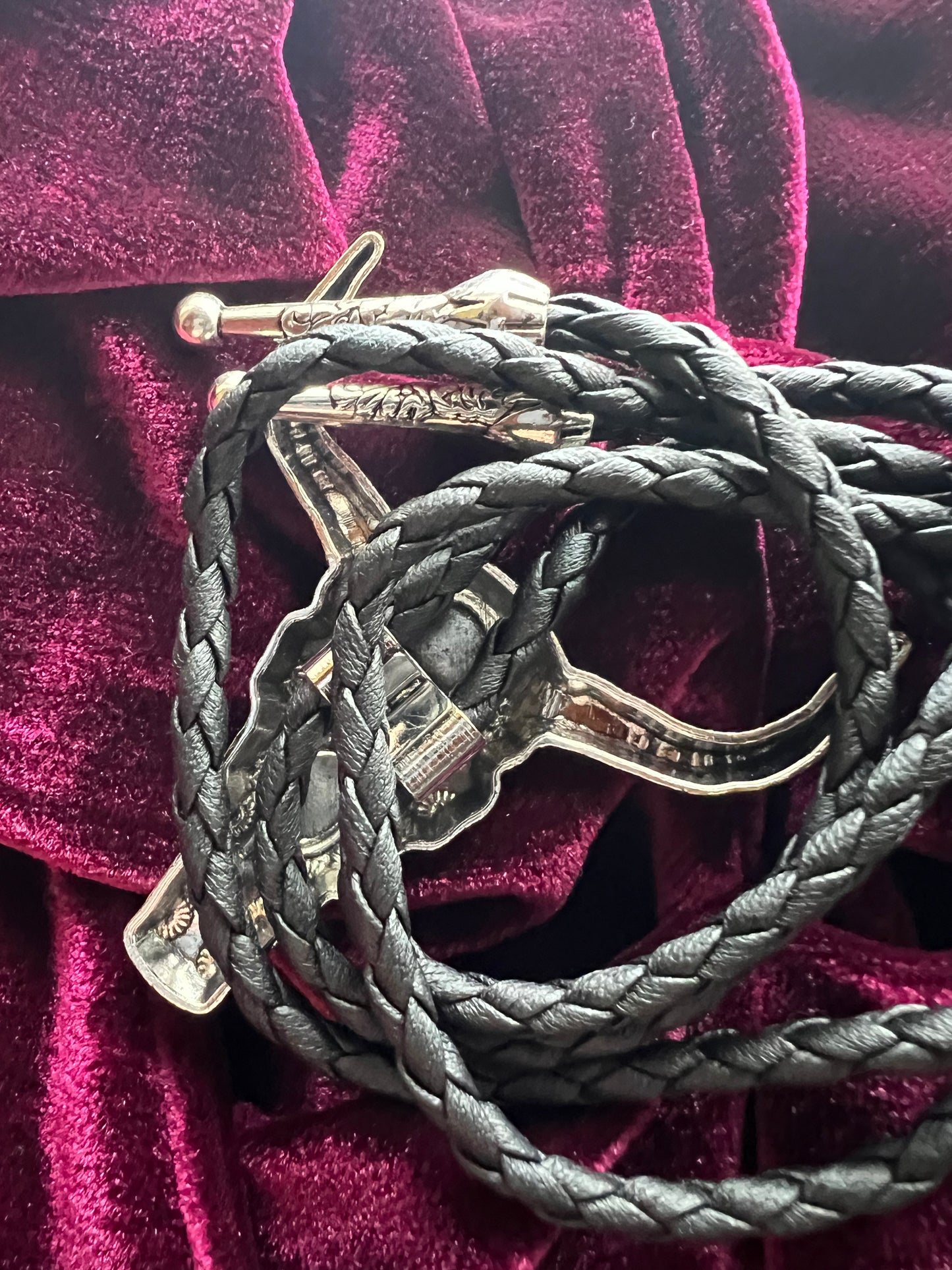 Western Cow Bolo Tie Silver