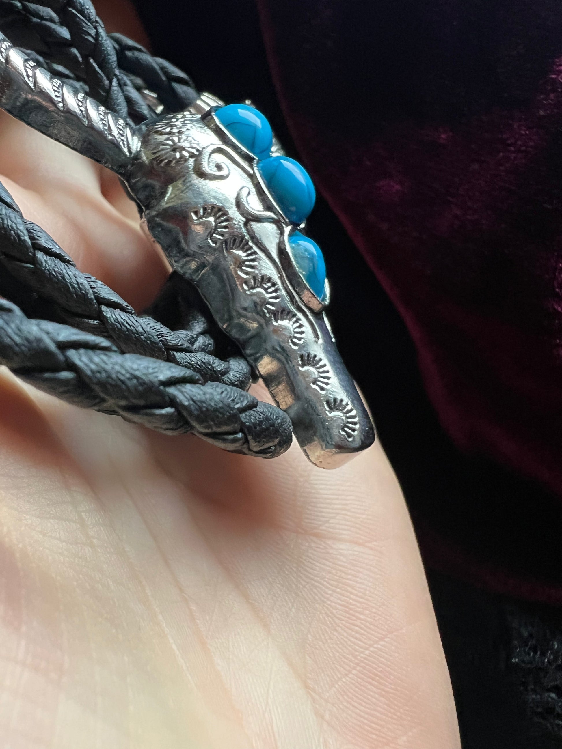 Western Cow Bolo Tie Silver