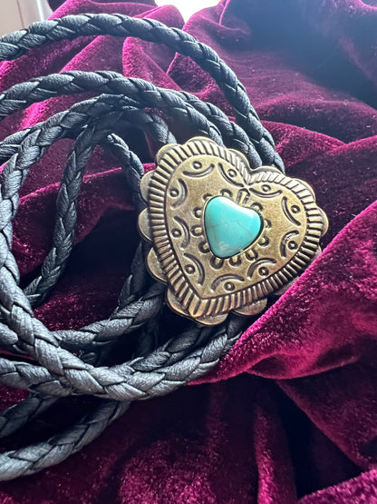 Western Heart Bolo Tie Bronze