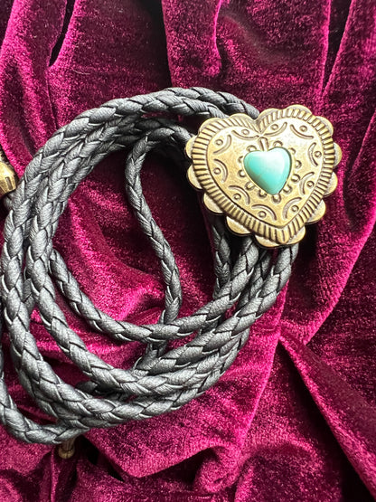 Western Heart Bolo Tie Bronze