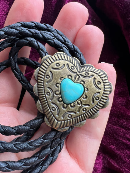 Western Heart Bolo Tie Bronze