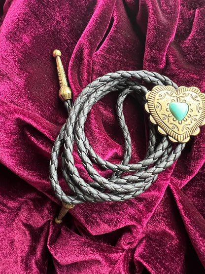 Western Heart Bolo Tie Bronze