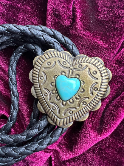 Western Heart Bolo Tie Bronze