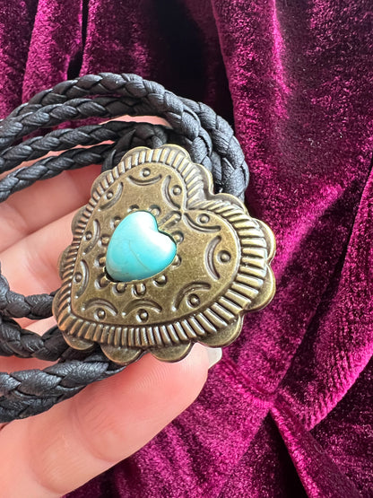 Western Heart Bolo Tie Bronze
