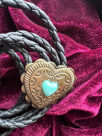 Western Heart Bolo Tie Bronze