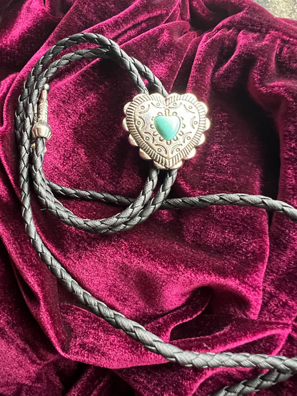 Western Heart Bolo Tie Silver