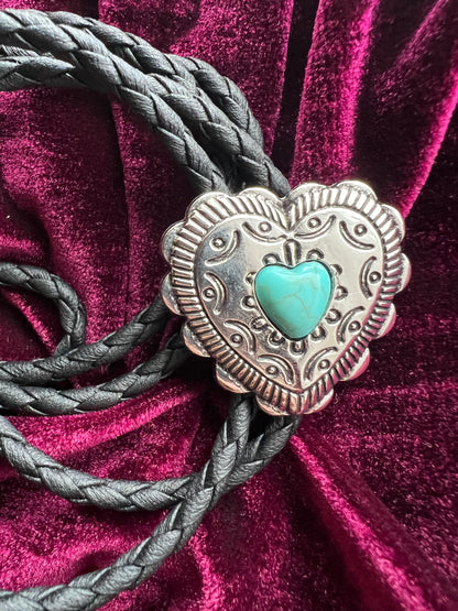 Western Heart Bolo Tie Silver