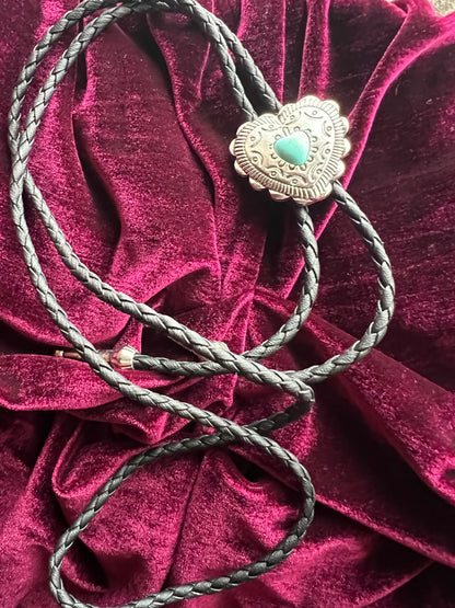 Western Heart Bolo Tie Silver
