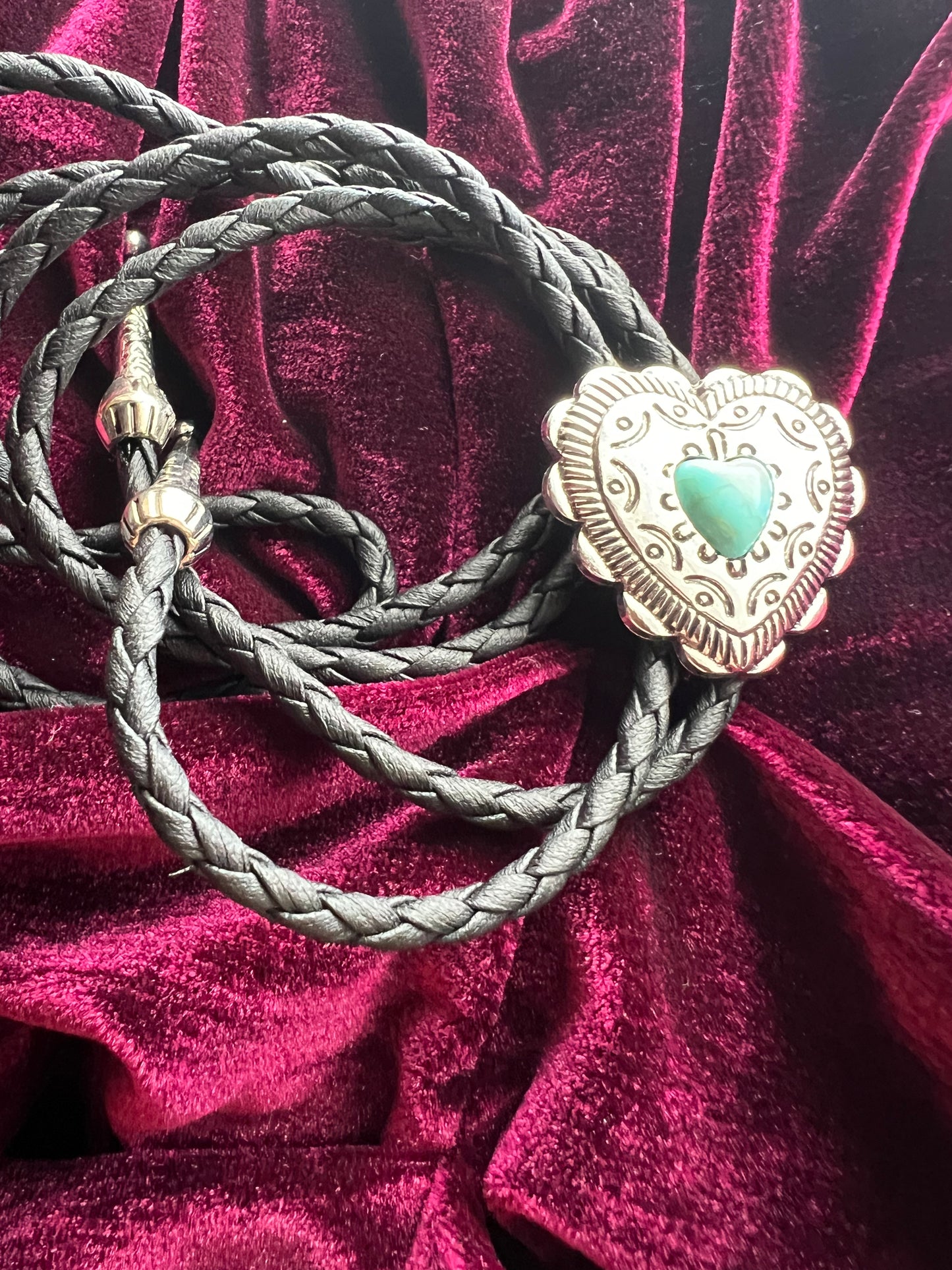 Western Heart Bolo Tie Silver