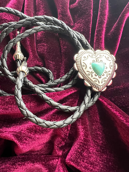Western Heart Bolo Tie Silver