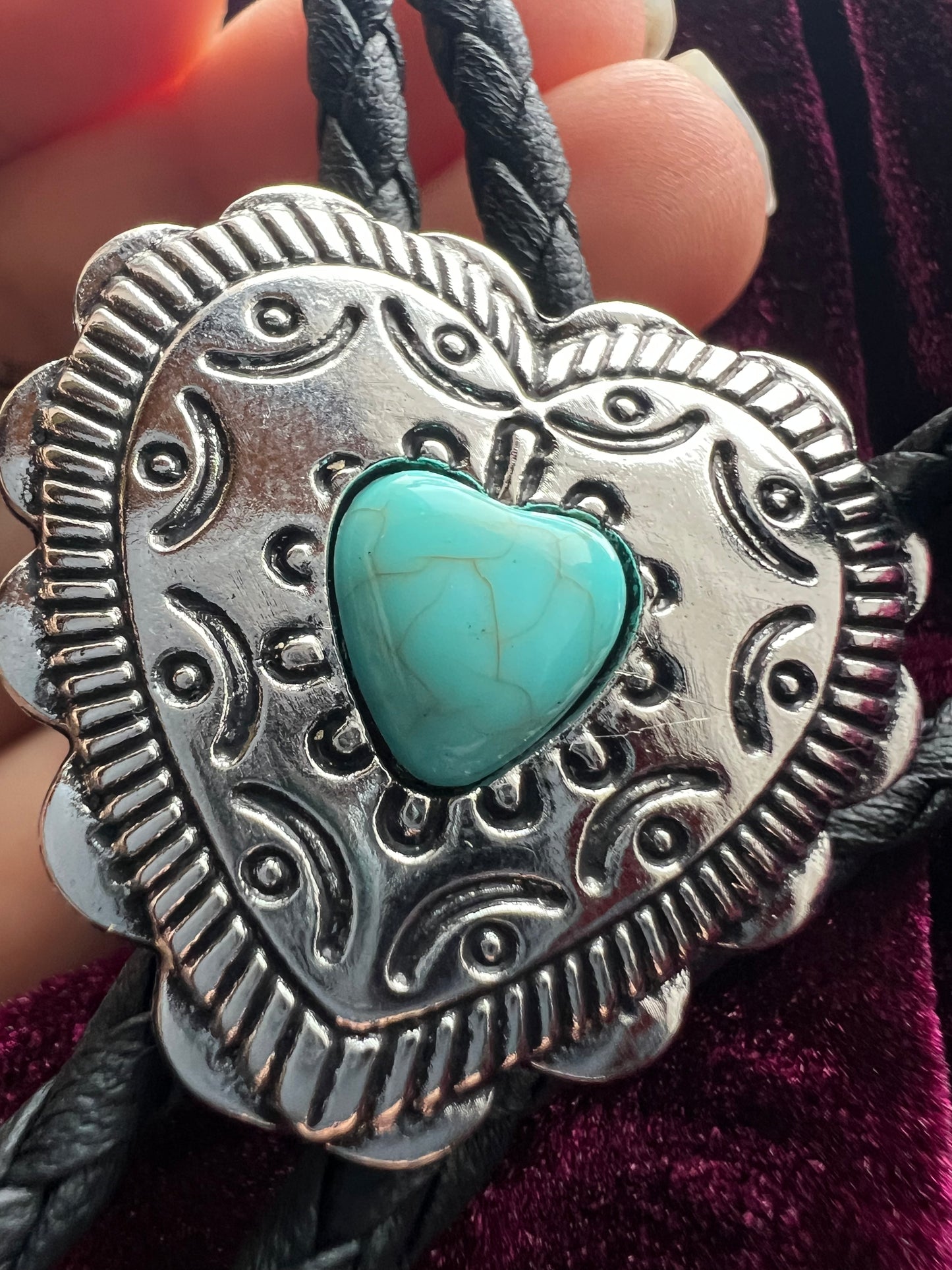 Western Heart Bolo Tie Silver
